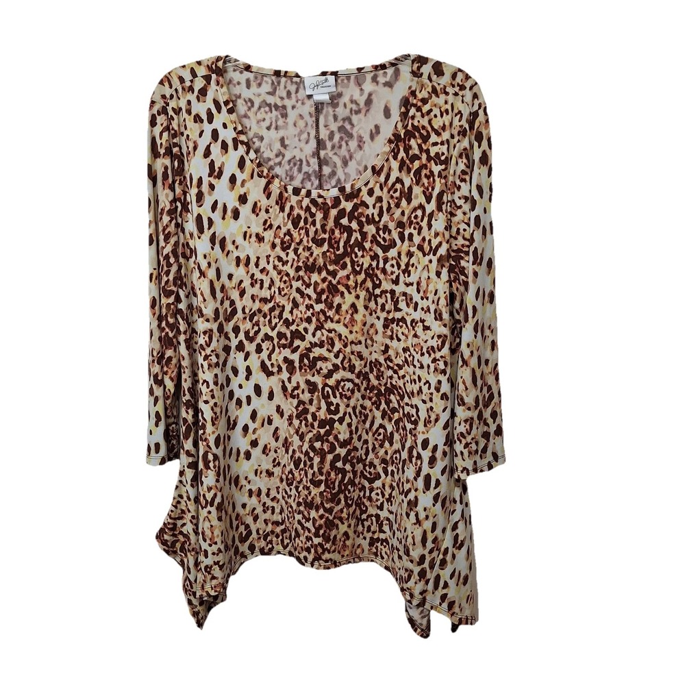 Jaclyn Smith Collection Women's Size XL Asymmetrical Hem Pull On Top Stretch